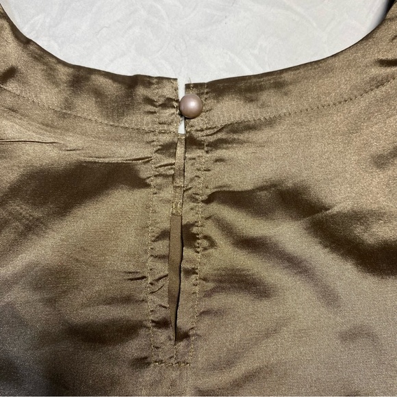 Silky Copper Gold Dress Blouse Oversized Baggy Short Sleeve Shirt Women’s M - Picture 5 of 9